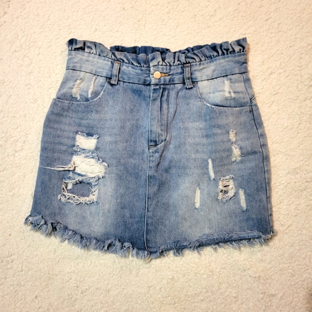 HAYDEN DENIM DISTRESSED JEAN SKIRT